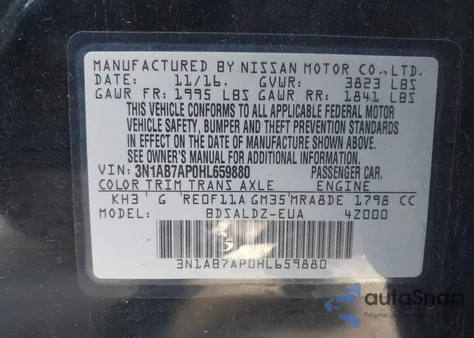 2017 Nissan Sentra Sv from USA, damaged, VIN 3N1AB7AP0HL659880